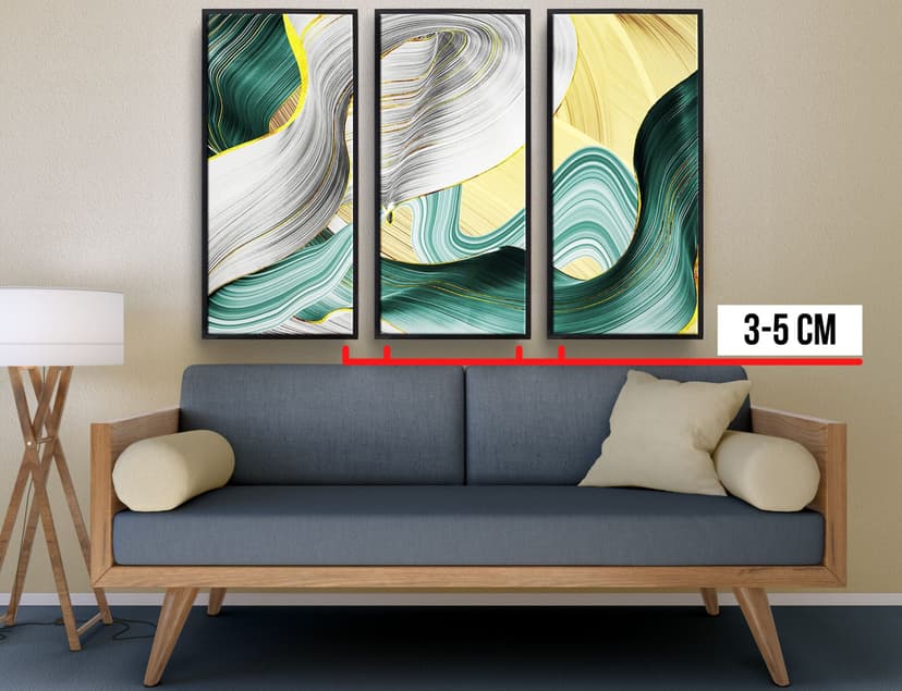 Espaçamento entre três quadros