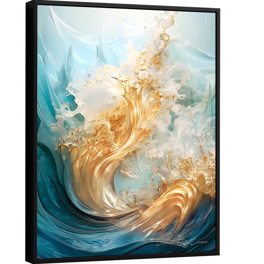 Quadro Abstrato Ondas de Ouro