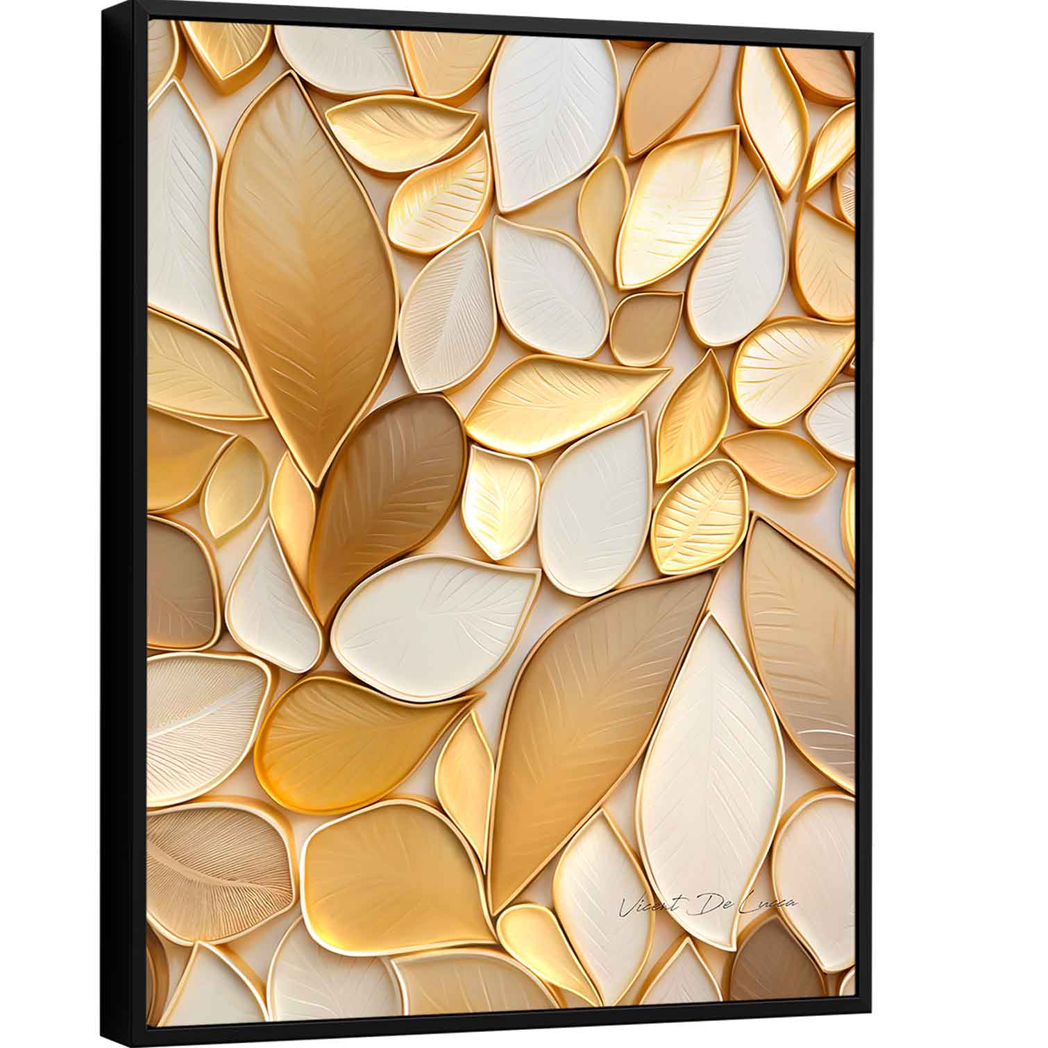 Quadro Boho Folhas Douradas