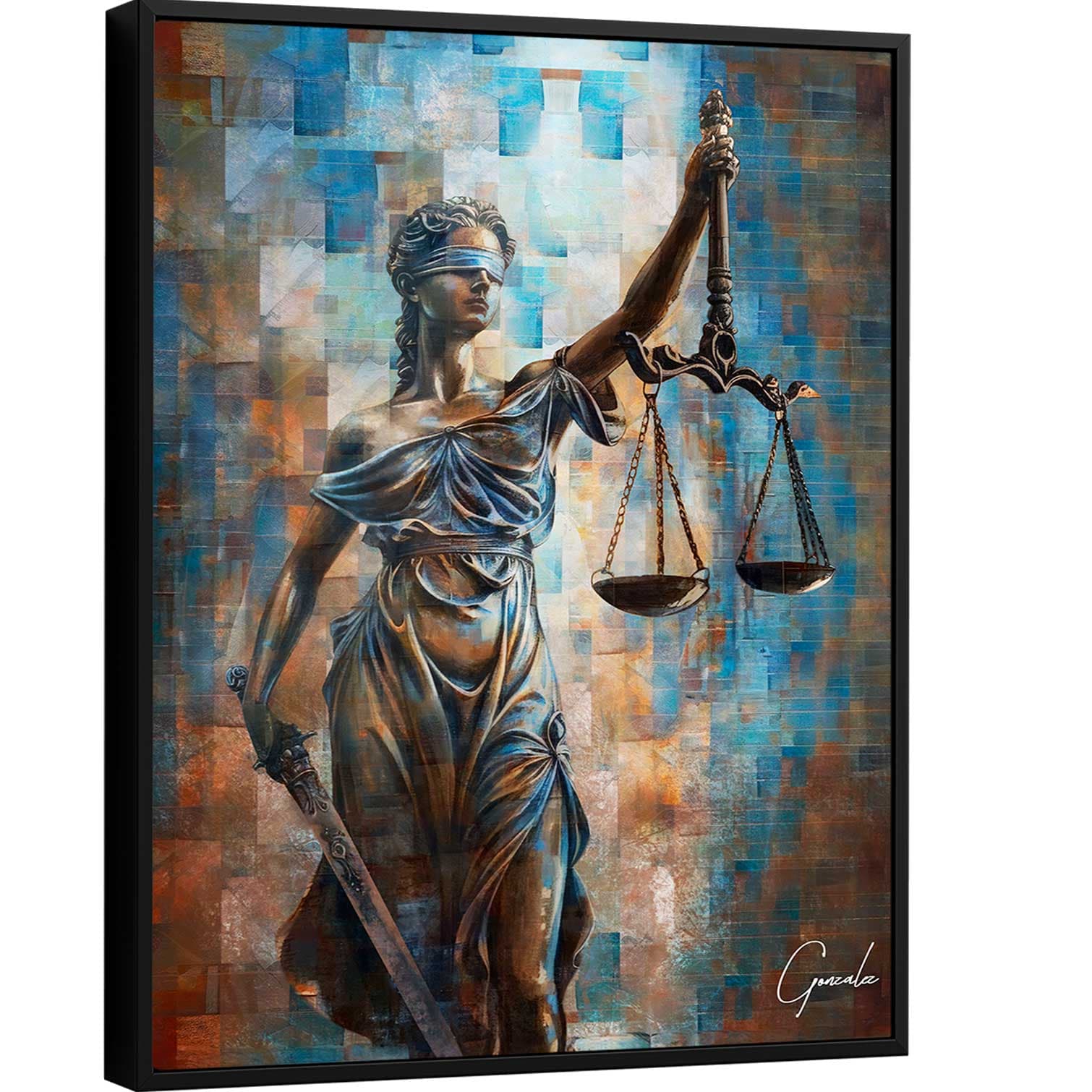 Quadro Deusa da Justiça Grid Art