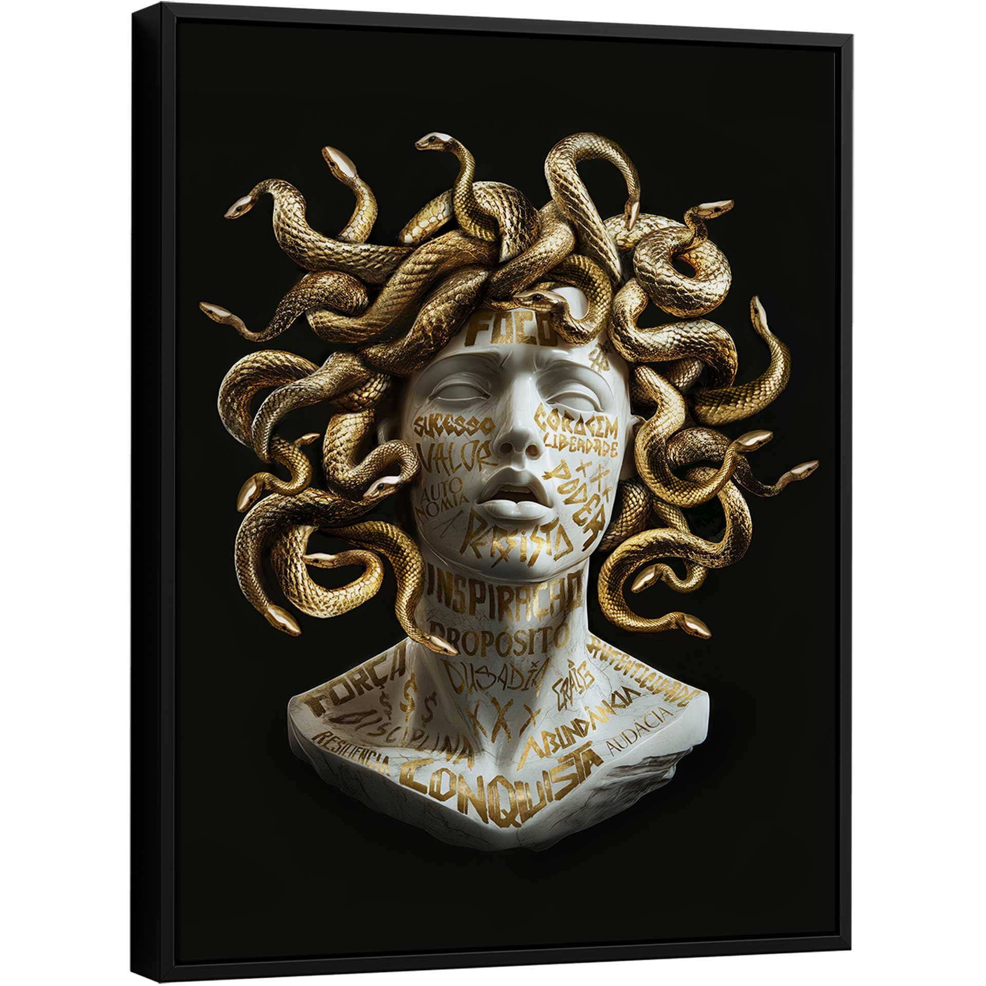 Quadro Medusa Grafite Dourado CRAIG